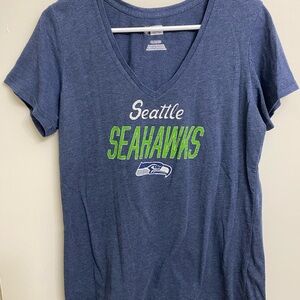 Seattle Seahawks Blue V-Neck T-Shirt Woman’s XL